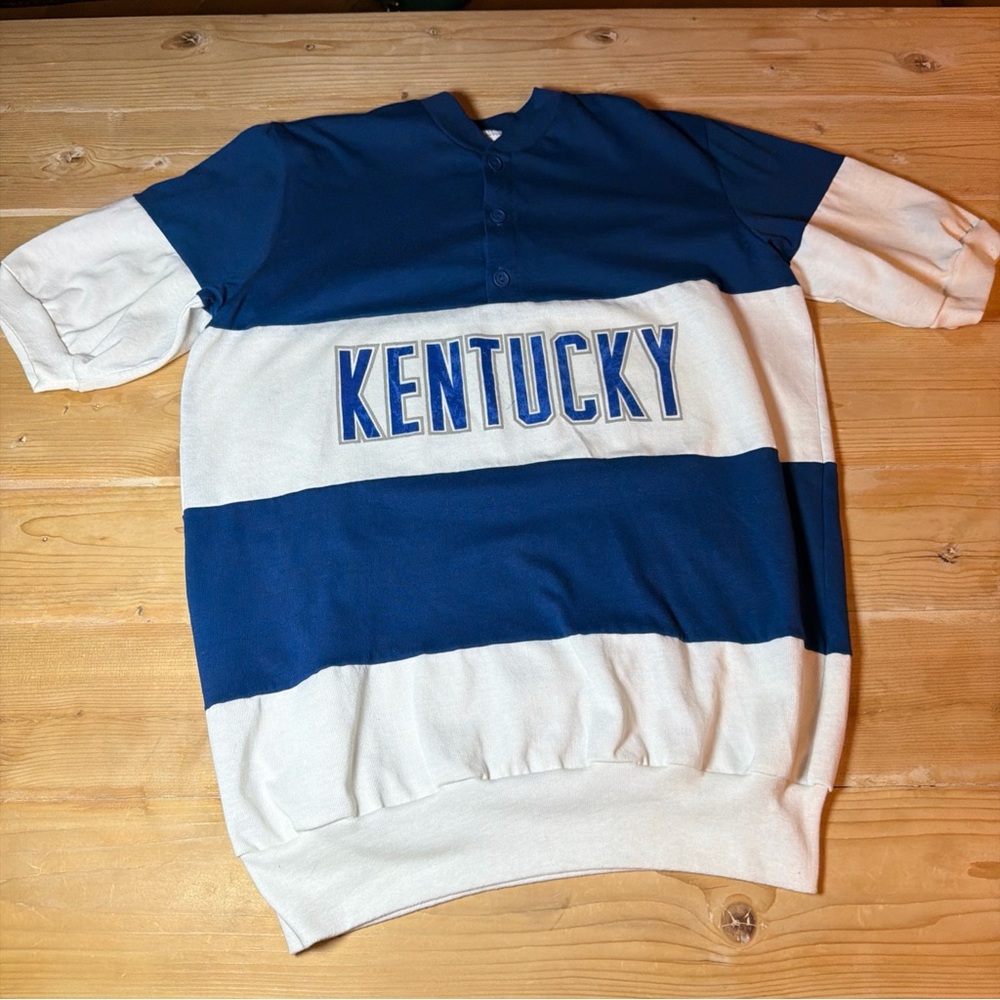 Vintage Nutmeg Mills Kentucky Wildcats Henley Sweatshirt Mens Large Blue White